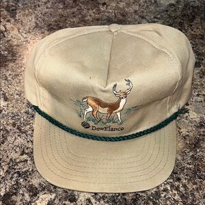 Vintage DowElanco Beige Cap with Deer Embroidery